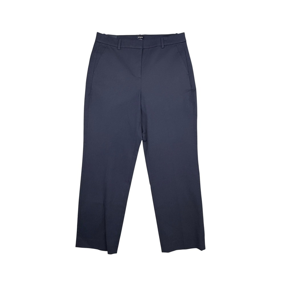 J.Crew Kallie Pant Women 12 Navy Blue Trousers Straight Leg Cotton Blend Chino